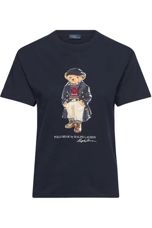Ralph Lauren Polo Bear Logo Cotton Jersey Tee Tops T-shirts & Tops Short-sleeved Navy