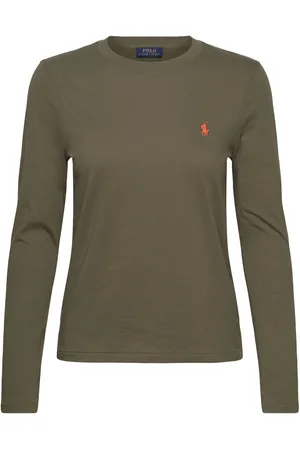 Ralph Lauren Long-Sleeve Jersey Crewneck Tee Tops T-shirts & Tops Long-sleeved Khaki Green