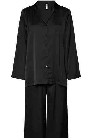 Lindex Pyjama Long Sleeve Satin Pyjamas Nattøj Black