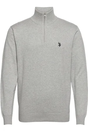 U.S. Polo Assn. Uspa Knit Brison Men Tops Knitwear Half Zip Jumpers Grey