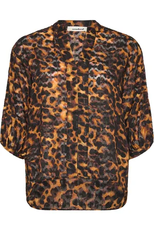 Soaked in Luxury Slgunvy Amily Blouse 3/4 Tops Blouses Long-sleeved Brown