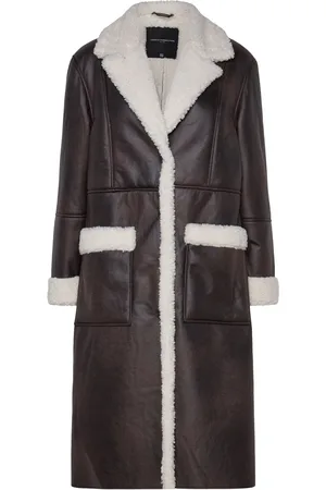 French Connection Arizona Faux Shearling Coat Outerwear Faux Fur Brown
