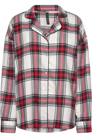 Hunkemöller Twill Long-Sleeved Pyjama Top Top Red