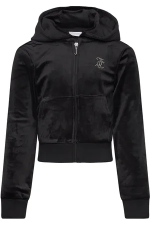 Juicy Couture Jc Diamante Zip Thru Hood Tops Sweatshirts & Hoodies Hoodies Black