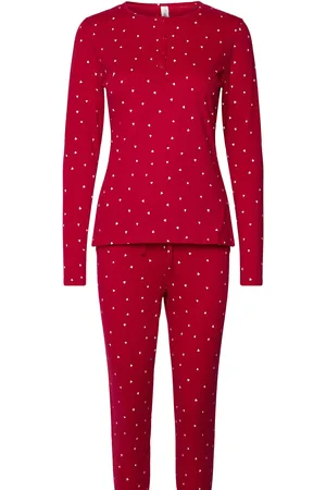 Lindex Henley Pyjama Aop Pyjamas Nattøj Red