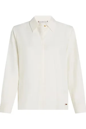 Tommy Hilfiger Soft Viscose Regular Ls Shirt Tops Shirts Long-sleeved White