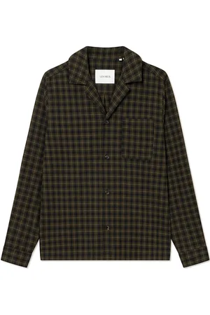 Les Deux Ludwig Flannel Pyjama Shirt & Pants Underwear Night & Loungewear Pyjama Tops Black