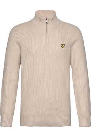 Lyle & Scott Shaker Stitch Quarter Zip Tops Knitwear Half Zip Jumpers Beige