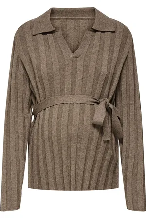ONLY Olmanneliese L/S Polo Pullover Knt Tops Knitwear Jumpers Brown