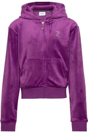 Juicy Couture Diamante Zip Through Hoodie Tops Sweatshirts & Hoodies Hoodies Purple