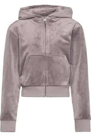 Juicy Couture Diamante Zip Through Hoodie Tops Sweatshirts & Hoodies Hoodies Grey