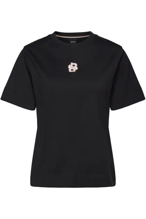HUGO BOSS Elpha_Placed1 Tops T-shirts & Tops Short-sleeved Black