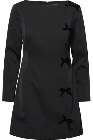 French Connection Fenix Satin Bow Ls Dress Kort Kjole Black