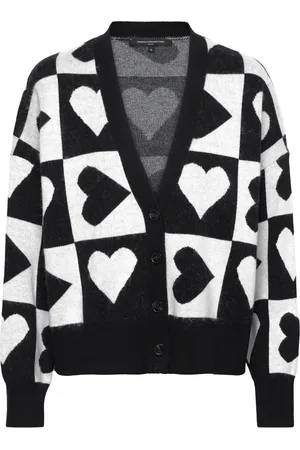 French Connection Julianna Heart Ls Cardigan Tops Knitwear Cardigans Black