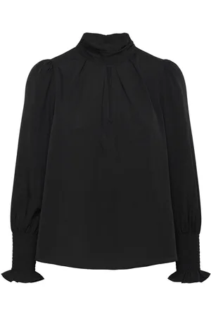 French Connection Crepe Light High Nk L.s Top Tops Blouses Long-sleeved Black