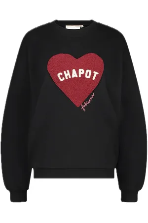 Fabienne Chapot Terry Sport Heart Sweater Tops Sweatshirts & Hoodies Sweatshirts Black