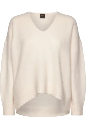 HUGO BOSS C_Fondella Tops Knitwear Jumpers Cream