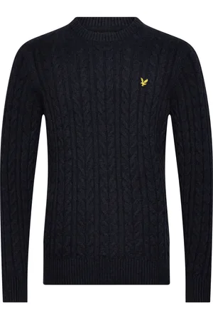 Lyle & Scott Cable Crew Neck Jumper Tops Knitwear Round Necks Black