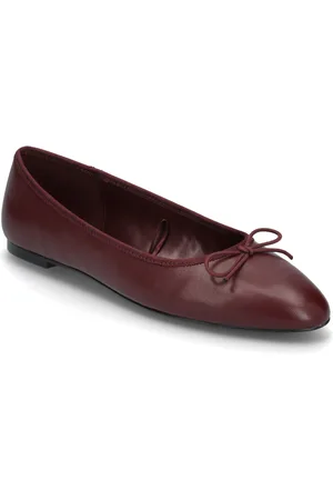 MANGO Leather Ballet Flats Ballerinasko Ballerinaer Burgundy
