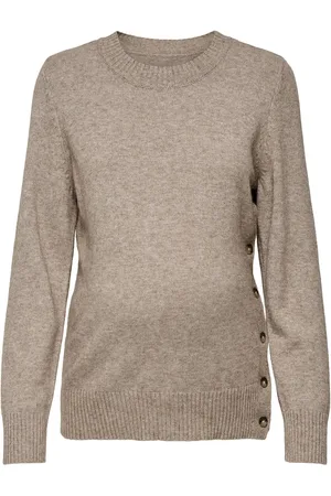 ONLY Olmbeatrice Ls O-Neck Button Knt Tops Knitwear Jumpers Beige