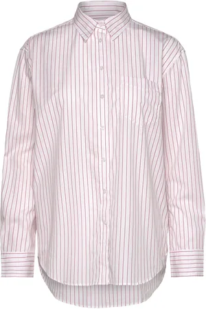 GANT Rel Classic Poplin Striped Shirt Tops Shirts Long-sleeved White