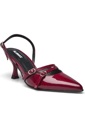 ALOHAS Joelle Onix Black Leather Pumps Shoes Sling Backs Heeled Slingbacks Burgundy