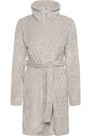 Hunkemöller Fleece Zip Bathrobe Morgenkåbe Grey