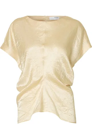 SELECTED Slfelise Ss Top Tops Blouses Short-sleeved Yellow