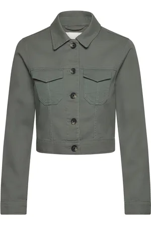 Monki Cropped Twill Jacket Outerwear Jackets Light-summer Jacket Khaki Green