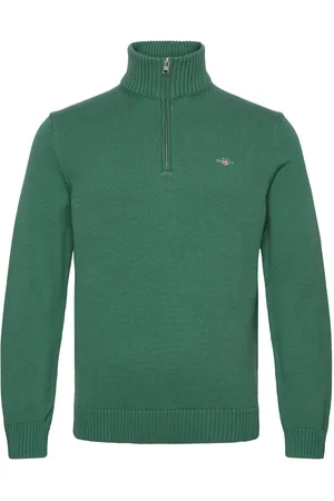 GANT Casual Cotton Halfzip Tops Knitwear Half Zip Jumpers Green