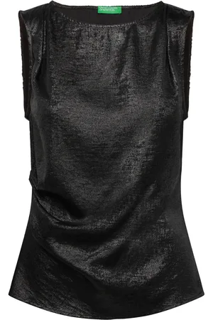 Benetton Sleeveless Shirt Tops Blouses Sleeveless Black