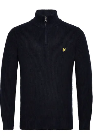 Lyle & Scott Shaker Stitch Quarter Zip Tops Knitwear Half Zip Jumpers Navy