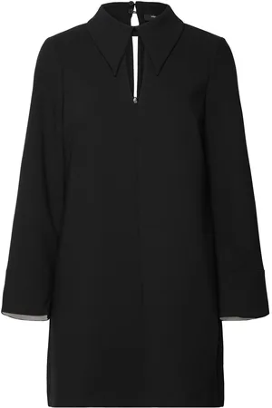 French Connection Whisper Ls Folded Cuff Dress Kort Kjole Black