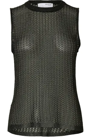 SELECTED Slfsadie Metallic Sl Knit O-Neck Top Tops T-shirts & Tops Sleeveless Black