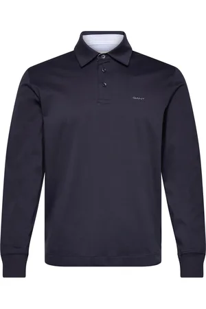 GANT Mercerized Ls Jersey Rugger Tops T-shirts Polo Shirts Long-sleeved Polo Shirts Navy