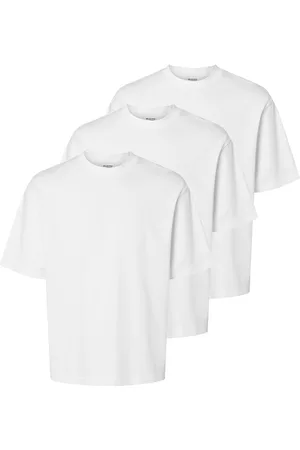 SELECTED Slhlooseoscar Ss O-Neck Tee 3 Pack Tops T-Kortærmet Skjorte White