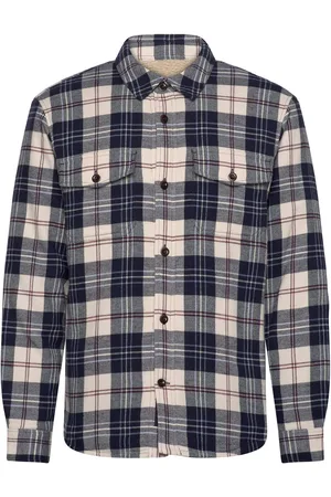 GANT Reg Fleece Lined Flannel Overshirt Tops Overshirts Navy
