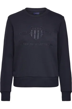 GANT Reg Tonal Shield C-Neck Sweat Tops Sweatshirts & Hoodies Sweatshirts Navy