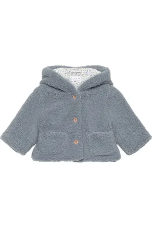 MANGO Shearling-Effect Hooded Coat Outerwear Jackets & Coats Coats Blue