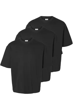 SELECTED Slhlooseoscar Ss O-Neck Tee 3 Pack Tops T-Kortærmet Skjorte Black