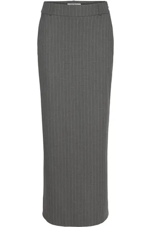 Ivy Copenhagen Ivy-Alanis Maxi Skirt Pin Stripe Gr Skirts Maxi Skirts Grey