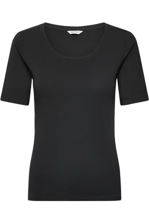 GANT Slim Cot/Ela Ss Scoop Neck Top Tops T-shirts & Tops Short-sleeved Black