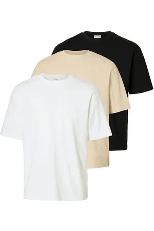 SELECTED Slhlooseoscar Ss O-Neck Tee 3 Pack Tops T-Kortærmet Skjorte White
