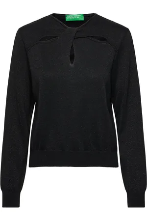 Benetton Sweater L/S Tops Knitwear Jumpers Black