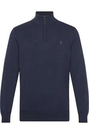 Timberland Cotton Yd 1/4 Zip Sweater Designers Knitwear Half Zip Jumpers Navy