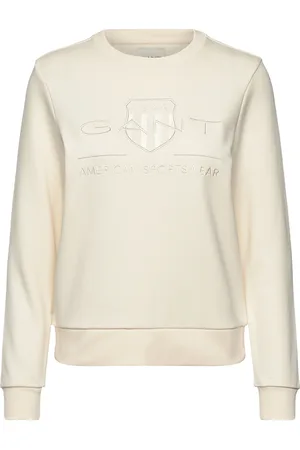 GANT Reg Tonal Shield C-Neck Sweat Tops Sweatshirts & Hoodies Sweatshirts Cream