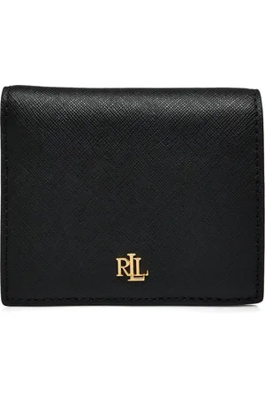 Ralph Lauren Crosshatch Leather Compact Wallet Bags Card Holders & Wallets Black