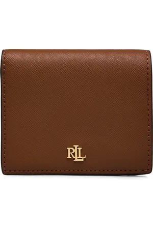 Ralph Lauren Crosshatch Leather Compact Wallet Bags Card Holders & Wallets Brown