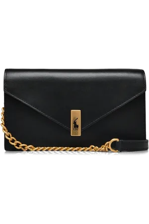 Ralph Lauren Polo Id Leather Chain Wallet & Bag Bags Crossbody Bags Black