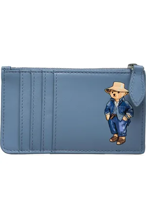 Ralph Lauren Polo Bear Leather Zip Card Case Bags Card Holders & Wallets Wallets Blue